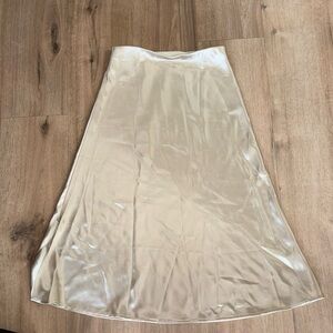 Champagne Silk Midi Skirt